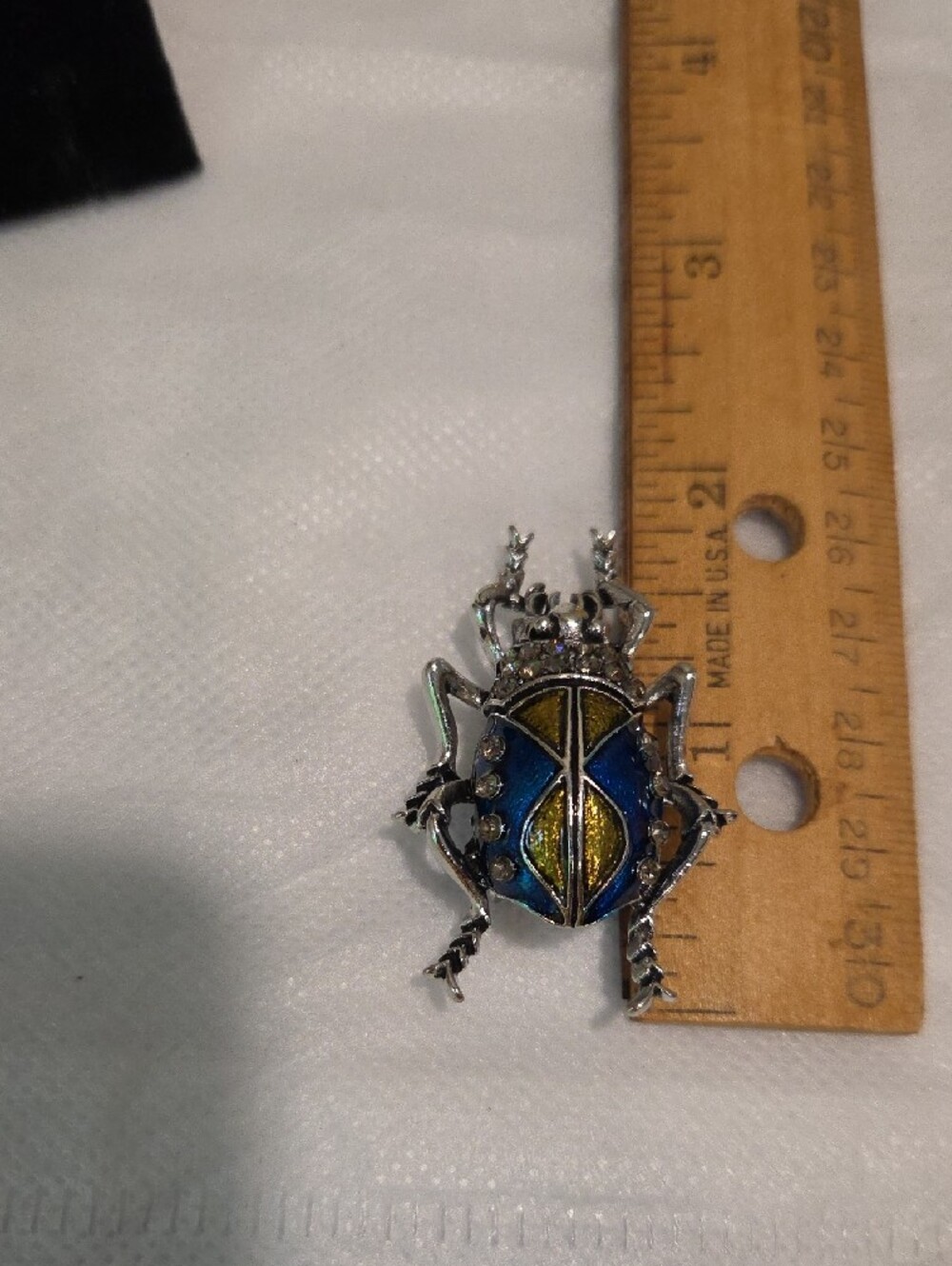 Multi-color Beetle Brooch With Rhinestone Acents - Picture 4 of 4